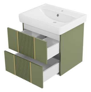 Подвесная тумба под раковину Brevita Vega VEG-09060-0802Я 60см зелёный/золото